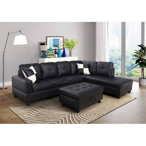 Latitude Run® Lecia 104" Wide Faux Leather Right Hand Facing Sectional
